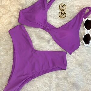 Vibrant Chic Purple Two Piece Bikini Set